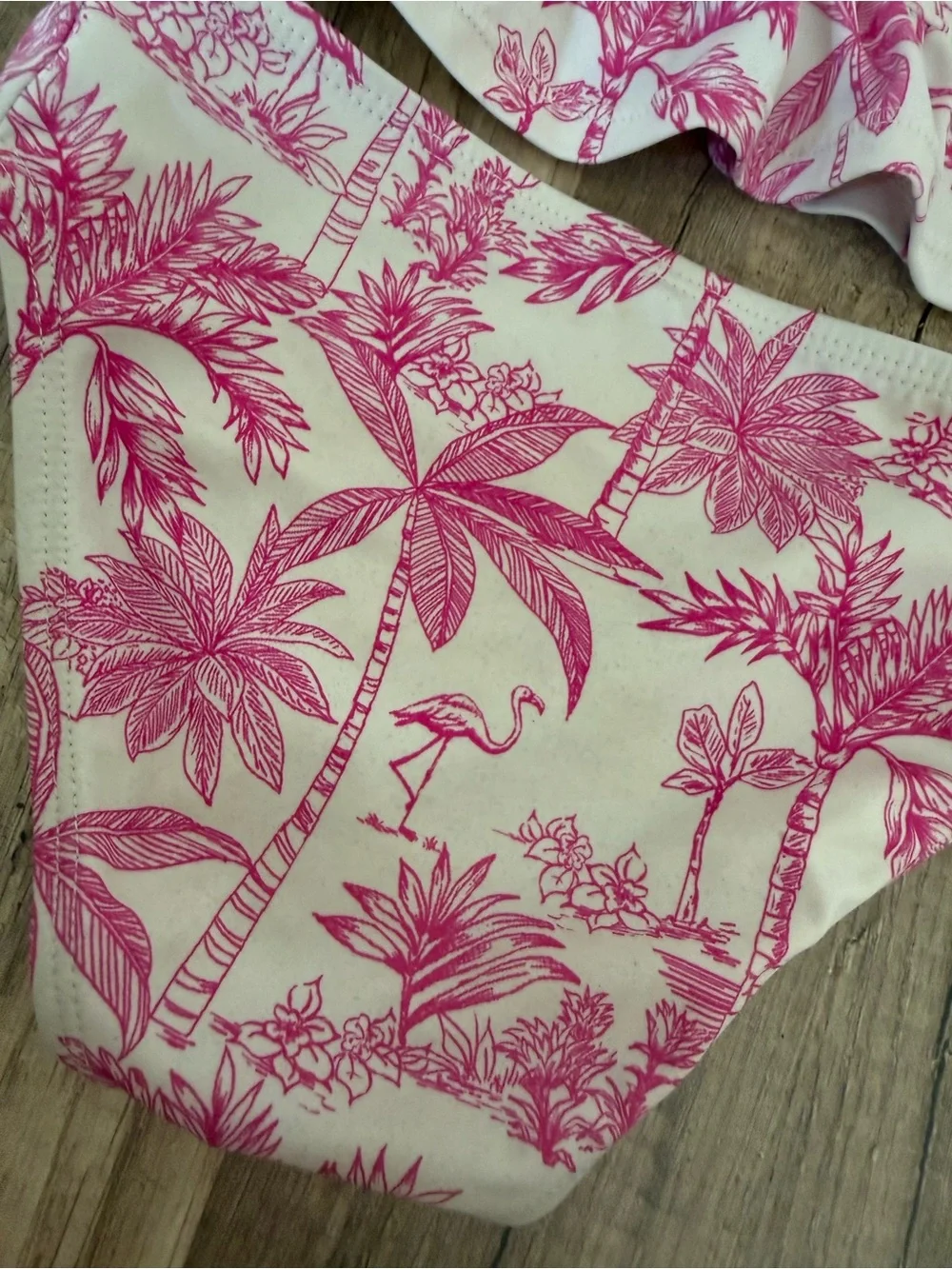 Girls Pink Tropical Print Long-Sleeve Rash Guard Swim Set
